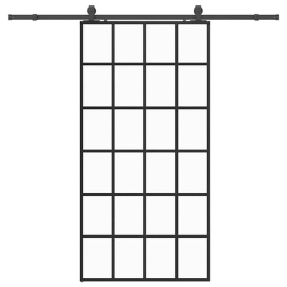 Schuifdeur met beslagset 102x205 cm ESG glas zwart