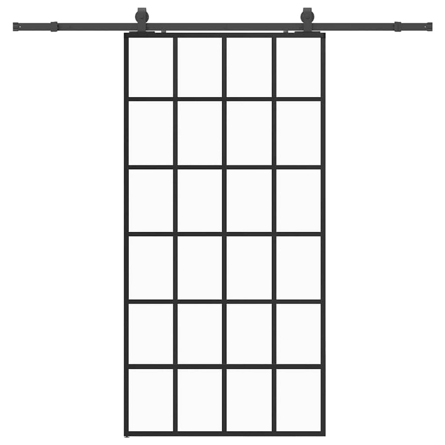Schuifdeur met beslagset 102x205 cm ESG glas zwart