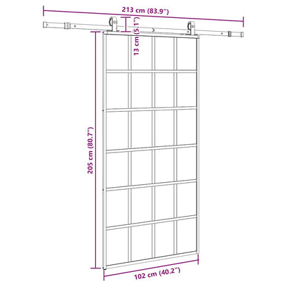 Schuifdeur met beslagset 102x205 cm ESG glas zwart