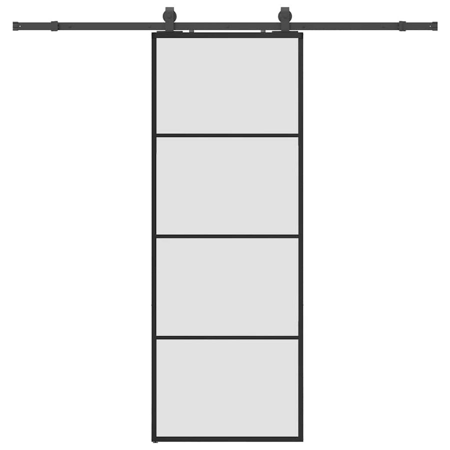 Schuifdeur met beslagset 76x205 cm ESG glas zwart