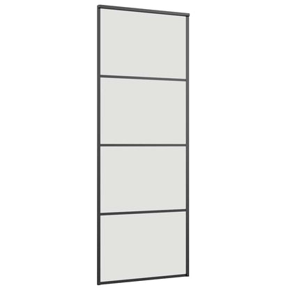 Schuifdeur met beslagset 76x205 cm ESG glas zwart