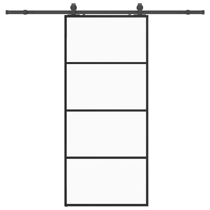 Schuifdeur met beslagset 90x205 cm ESG glas zwart