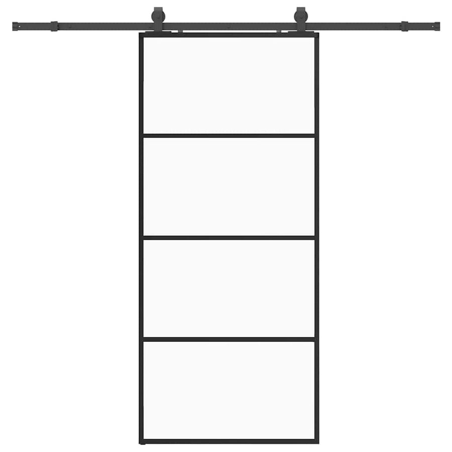 Schuifdeur met beslagset 90x205 cm ESG glas zwart