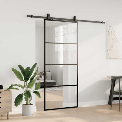 Schuifdeur met beslagset 90x205 cm ESG glas zwart