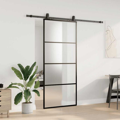 Schuifdeur met beslagset 90x205 cm ESG glas zwart
