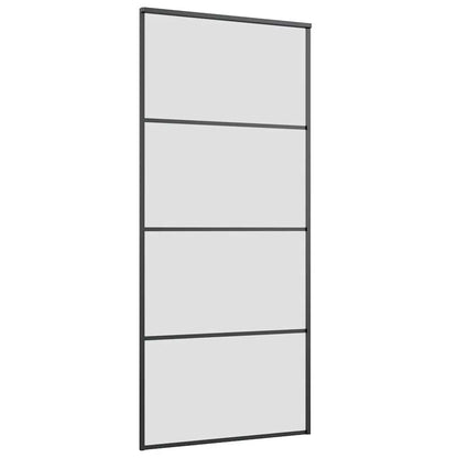 Schuifdeur met beslagset 90x205 cm ESG glas zwart