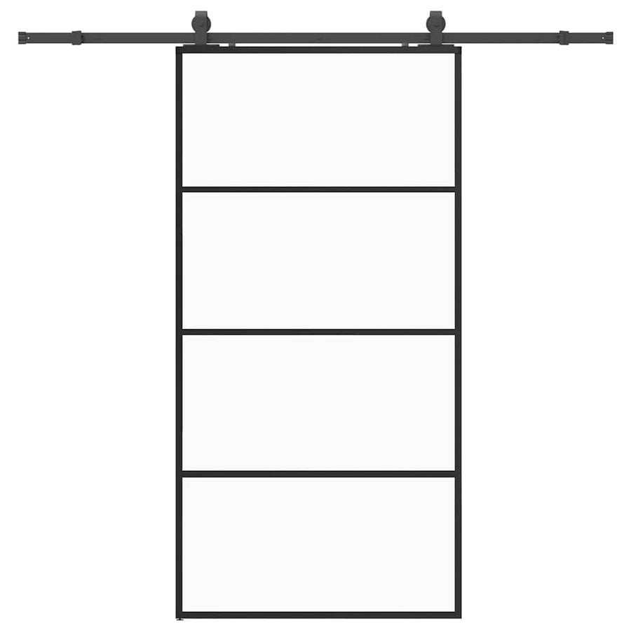 Schuifdeur met beslagset 102,5x205 cm ESG glas zwart