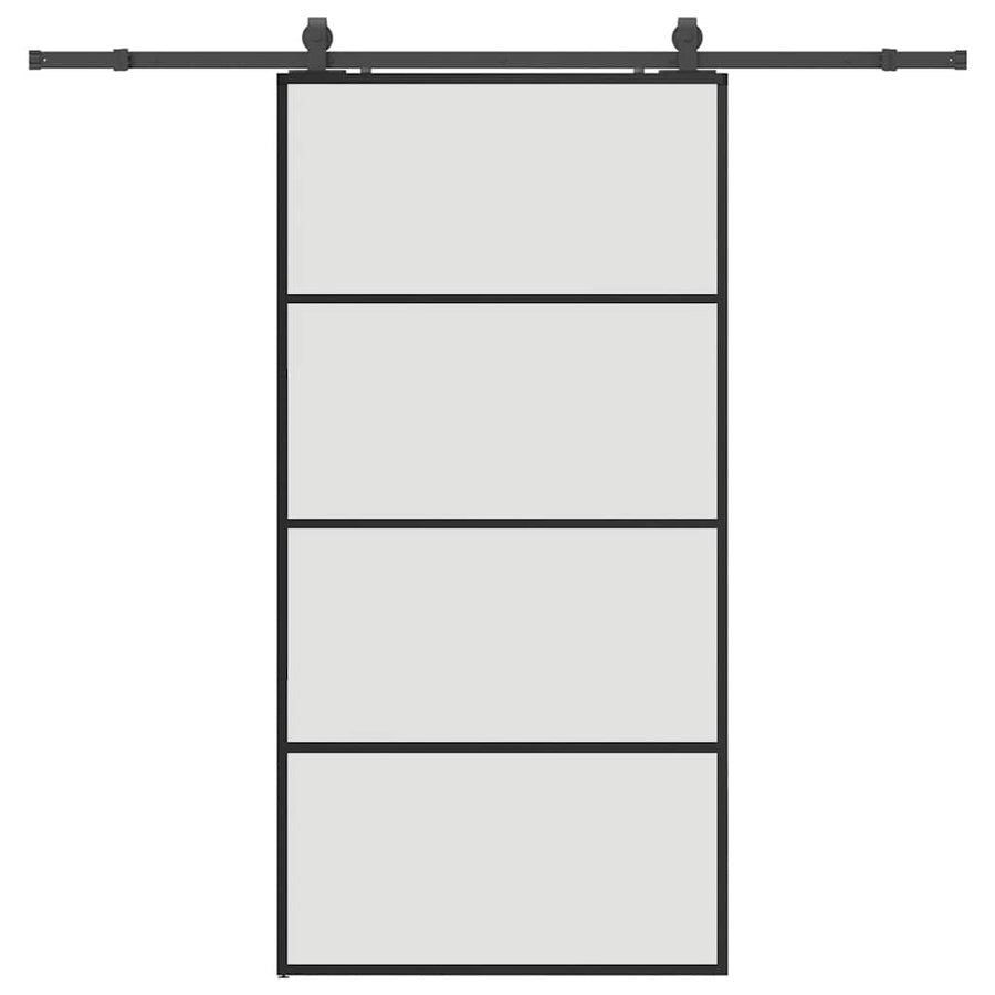 Schuifdeur met beslagset 102,5x205 cm ESG glas zwart