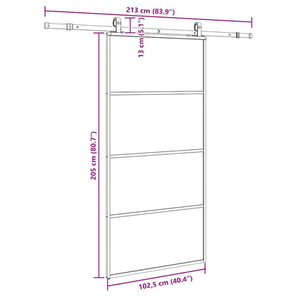 Schuifdeur met beslagset 102,5x205 cm ESG glas zwart