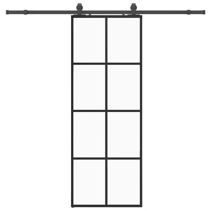 Schuifdeur met beslagset 76x205 cm ESG glas zwart