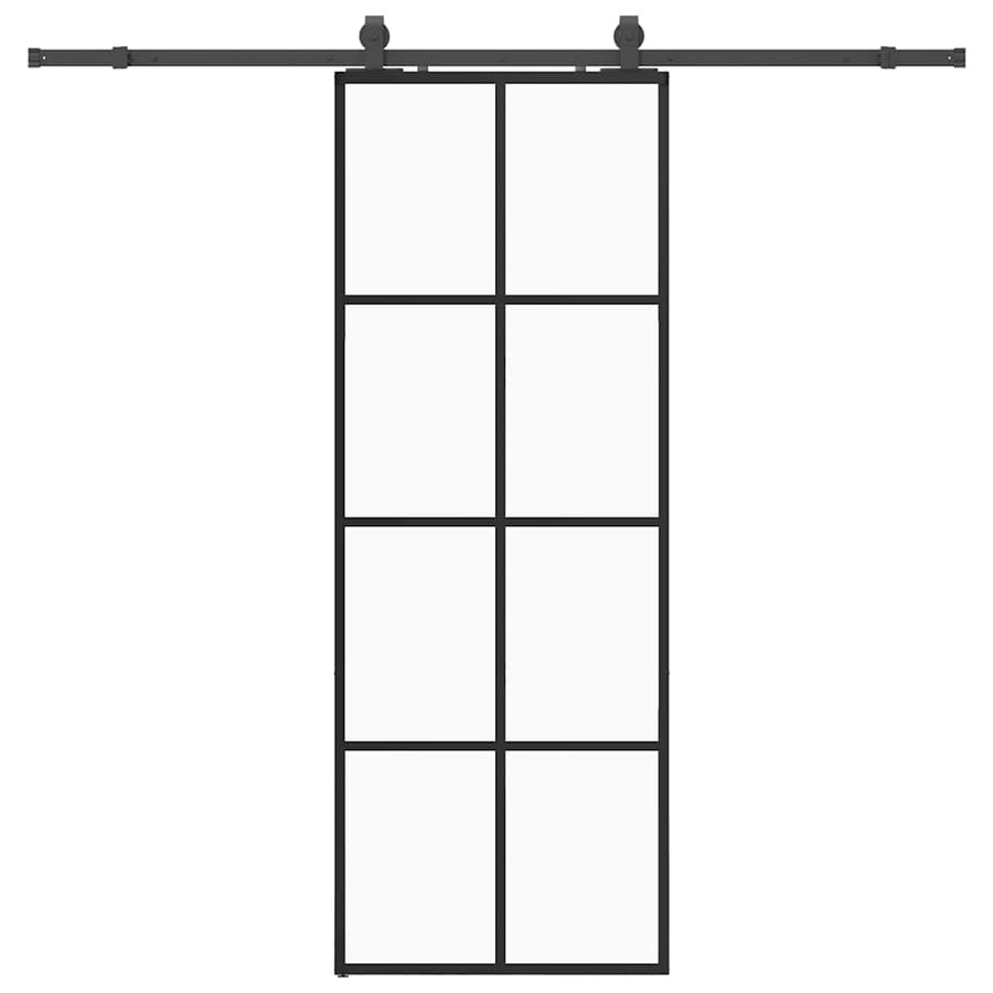 Schuifdeur met beslagset 76x205 cm ESG glas zwart