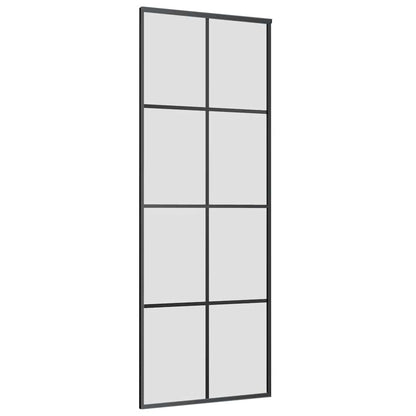 Schuifdeur met beslagset 76x205 cm ESG glas zwart