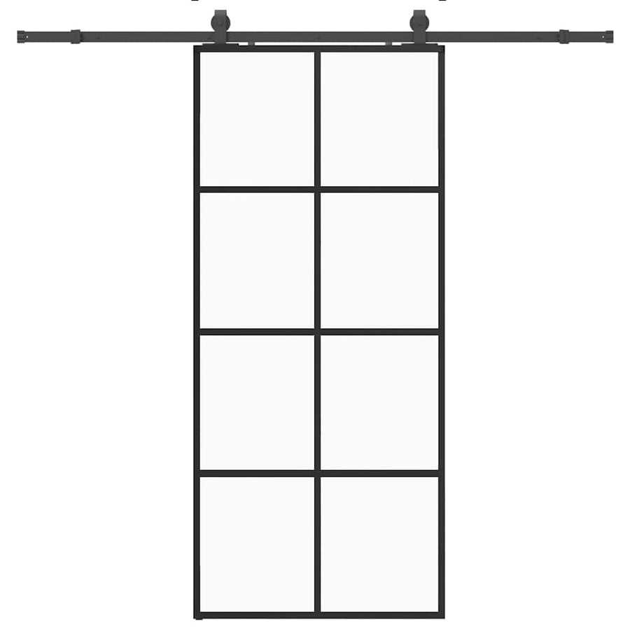 Schuifdeur met beslagset 90x205 cm ESG glas zwart