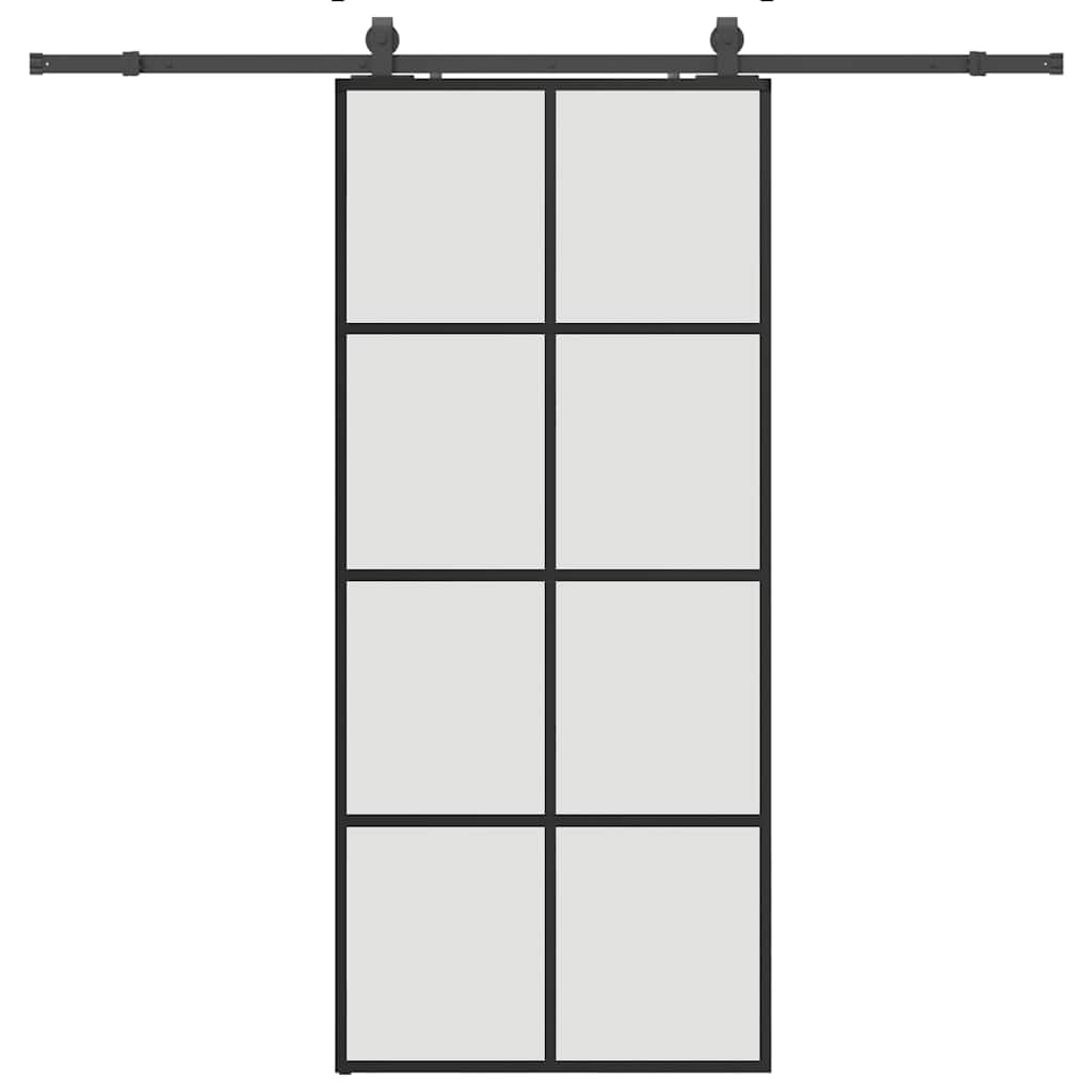 Schuifdeur met beslagset 90x205 cm ESG glas zwart