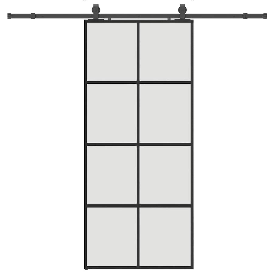 Schuifdeur met beslagset 90x205 cm ESG glas zwart