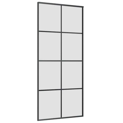 Schuifdeur met beslagset 90x205 cm ESG glas zwart