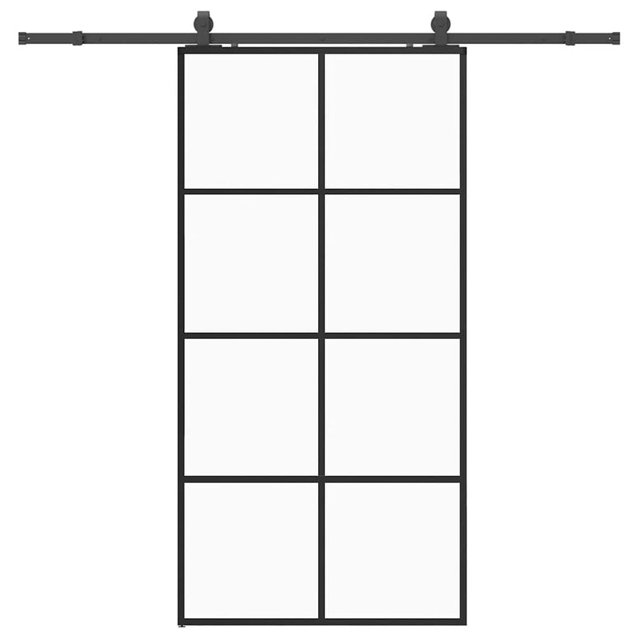 Schuifdeur met beslagset 102,5x205 cm ESG glas zwart