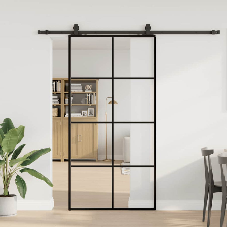 Schuifdeur met beslagset 102,5x205 cm ESG glas zwart