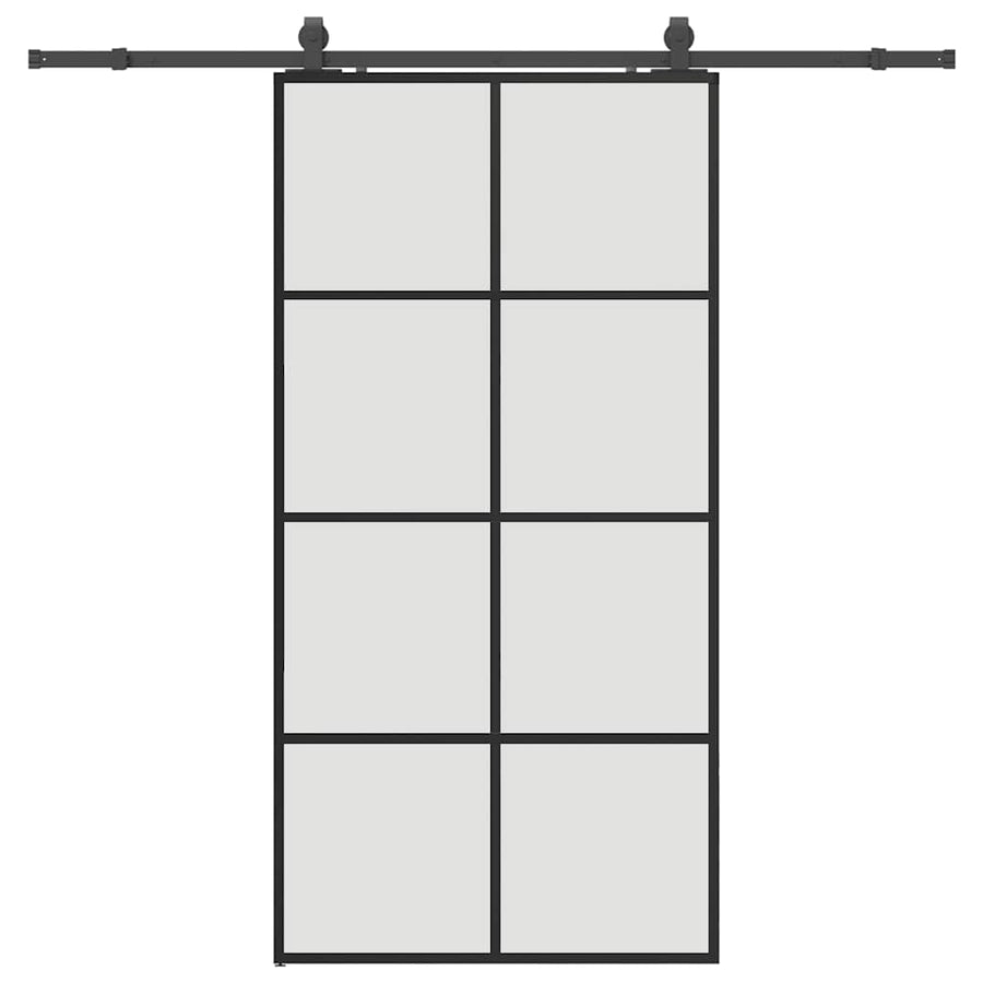 Schuifdeur met beslagset 102,5x205 cm ESG glas zwart