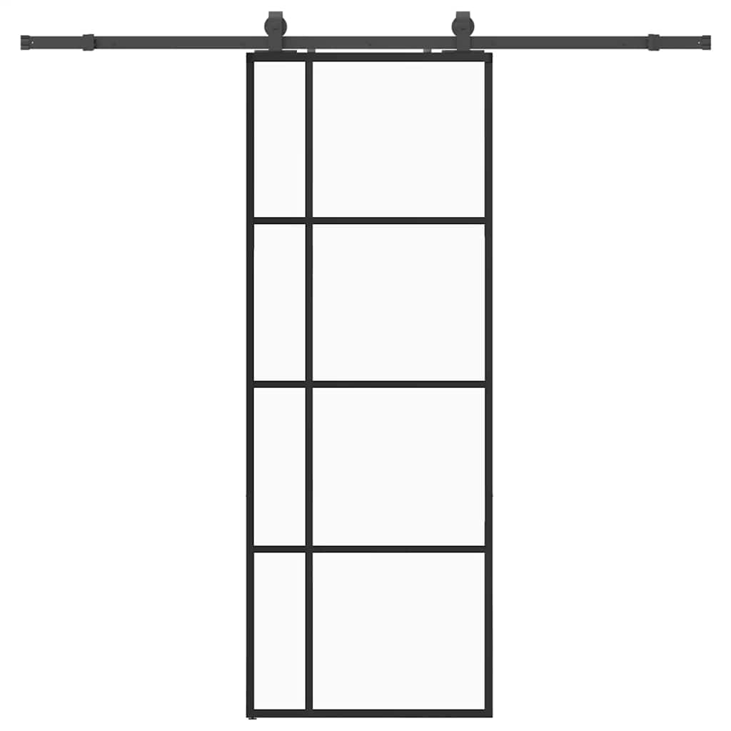 Schuifdeur met beslagset 76x205 cm ESG glas zwart