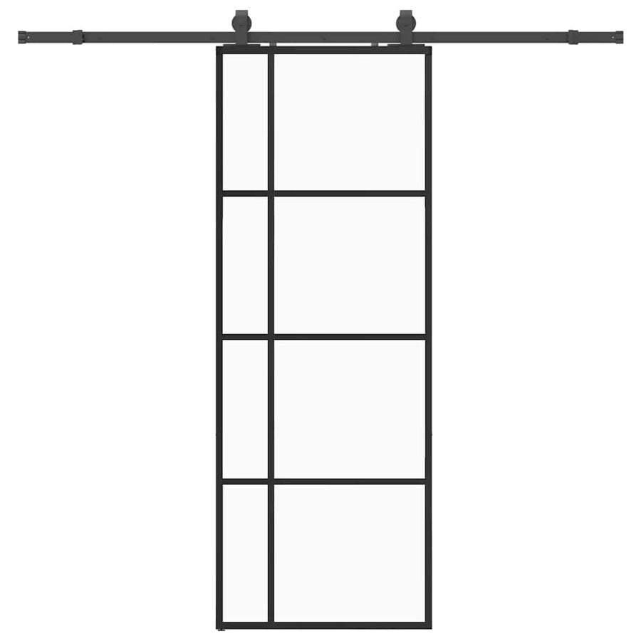 Schuifdeur met beslagset 76x205 cm ESG glas zwart