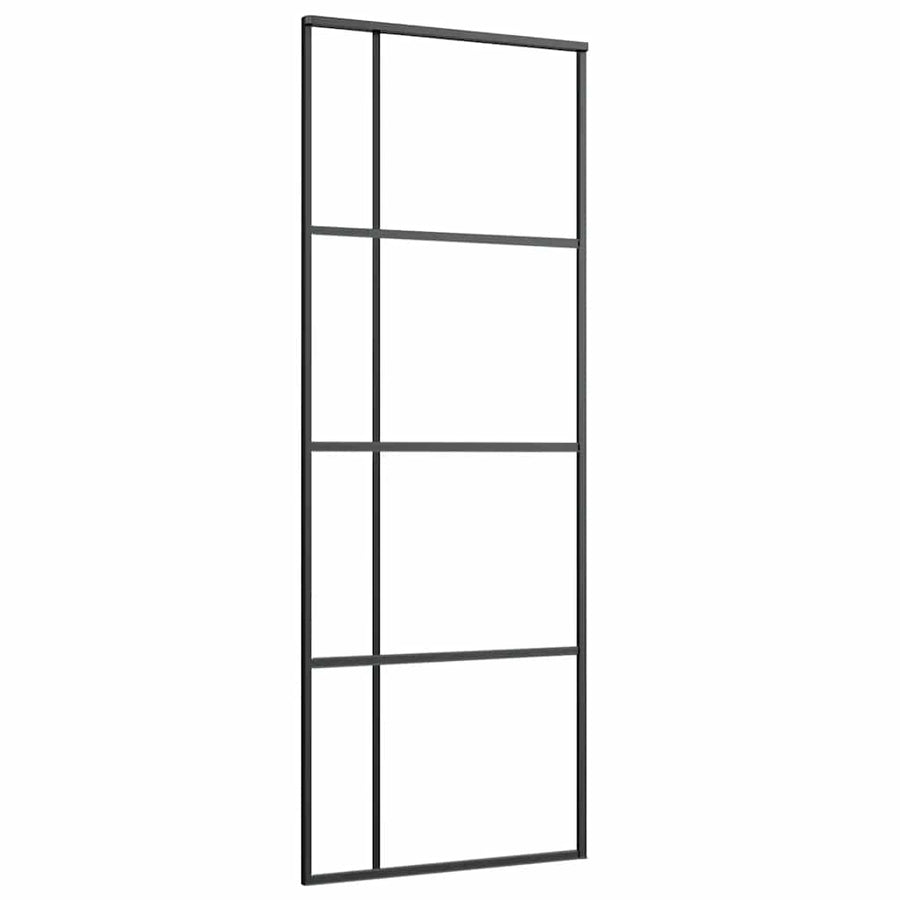 Schuifdeur met beslagset 76x205 cm ESG glas zwart