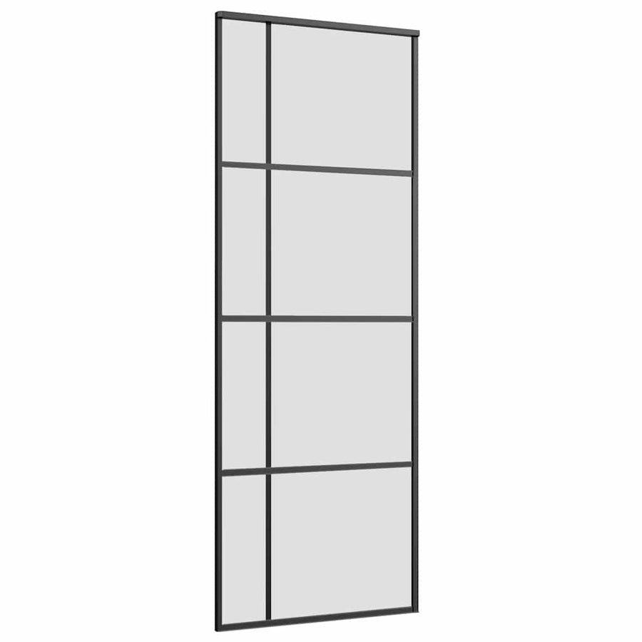 Schuifdeur met beslagset 76x205 cm ESG glas zwart