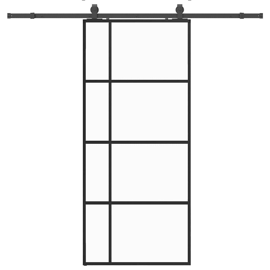 Schuifdeur met beslagset 90x205 cm ESG glas zwart