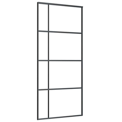 Schuifdeur met beslagset 90x205 cm ESG glas zwart