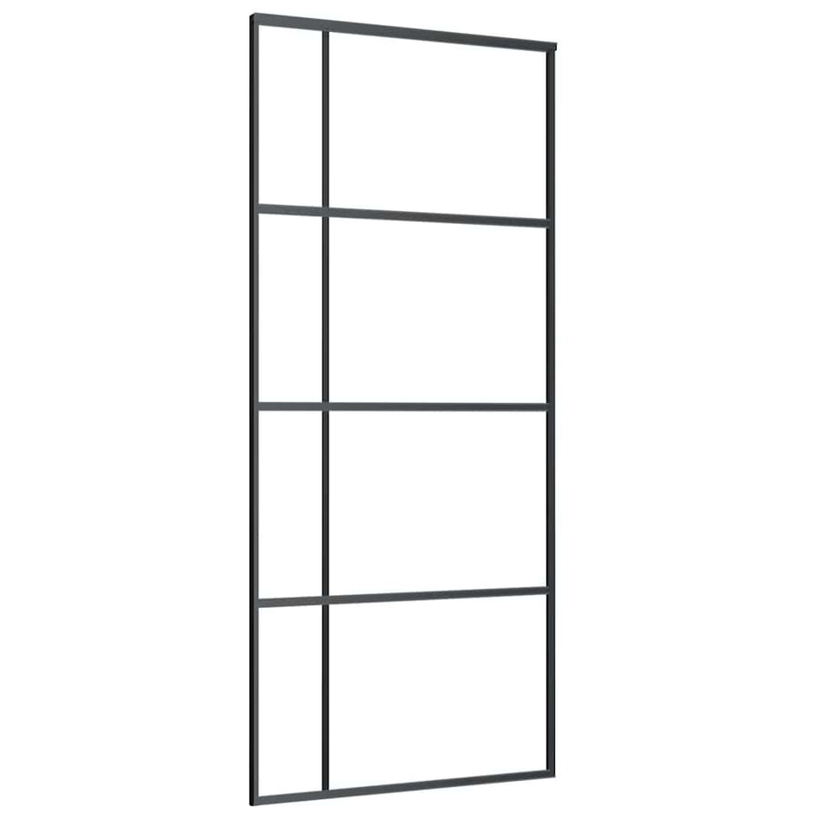 Schuifdeur met beslagset 90x205 cm ESG glas zwart