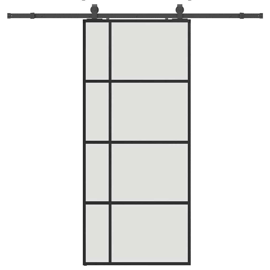 Schuifdeur met beslagset 90x205 cm ESG glas zwart