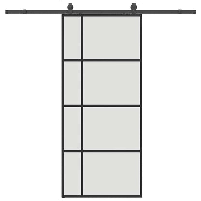 Schuifdeur met beslagset 90x205 cm ESG glas zwart