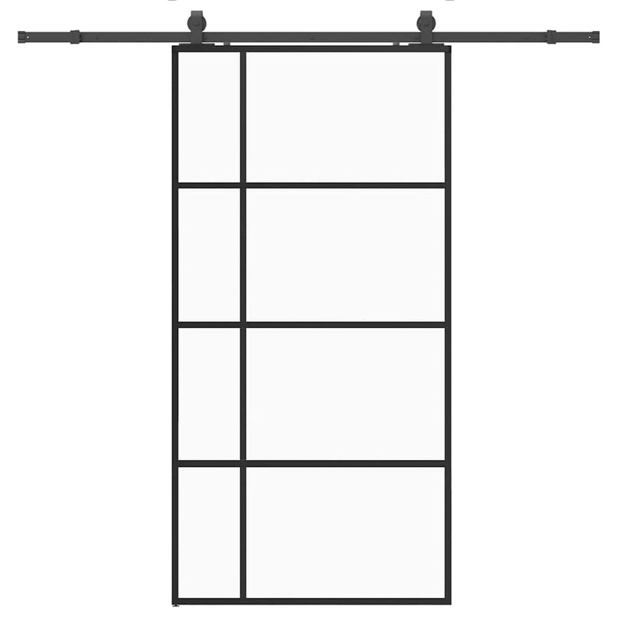 Schuifdeur met beslagset 102,5x205 cm ESG glas zwart