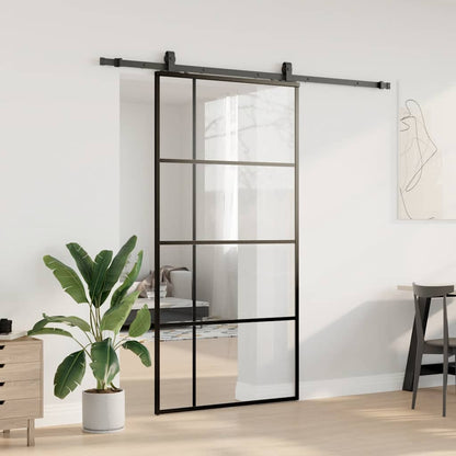 Schuifdeur met beslagset 102,5x205 cm ESG glas zwart
