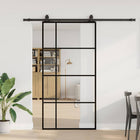 Sliding door with hardware set 102.5x205 cm ESG glass black