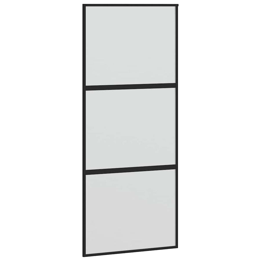Schuifdeur met beslagset 90x205 cm gehard glas zwart