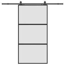 Schuifdeur met beslagset 102,5x205 cm gehard glas zwart
