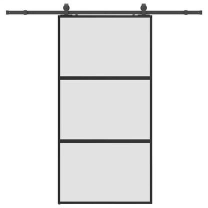 Schuifdeur met beslagset 102,5x205 cm gehard glas zwart