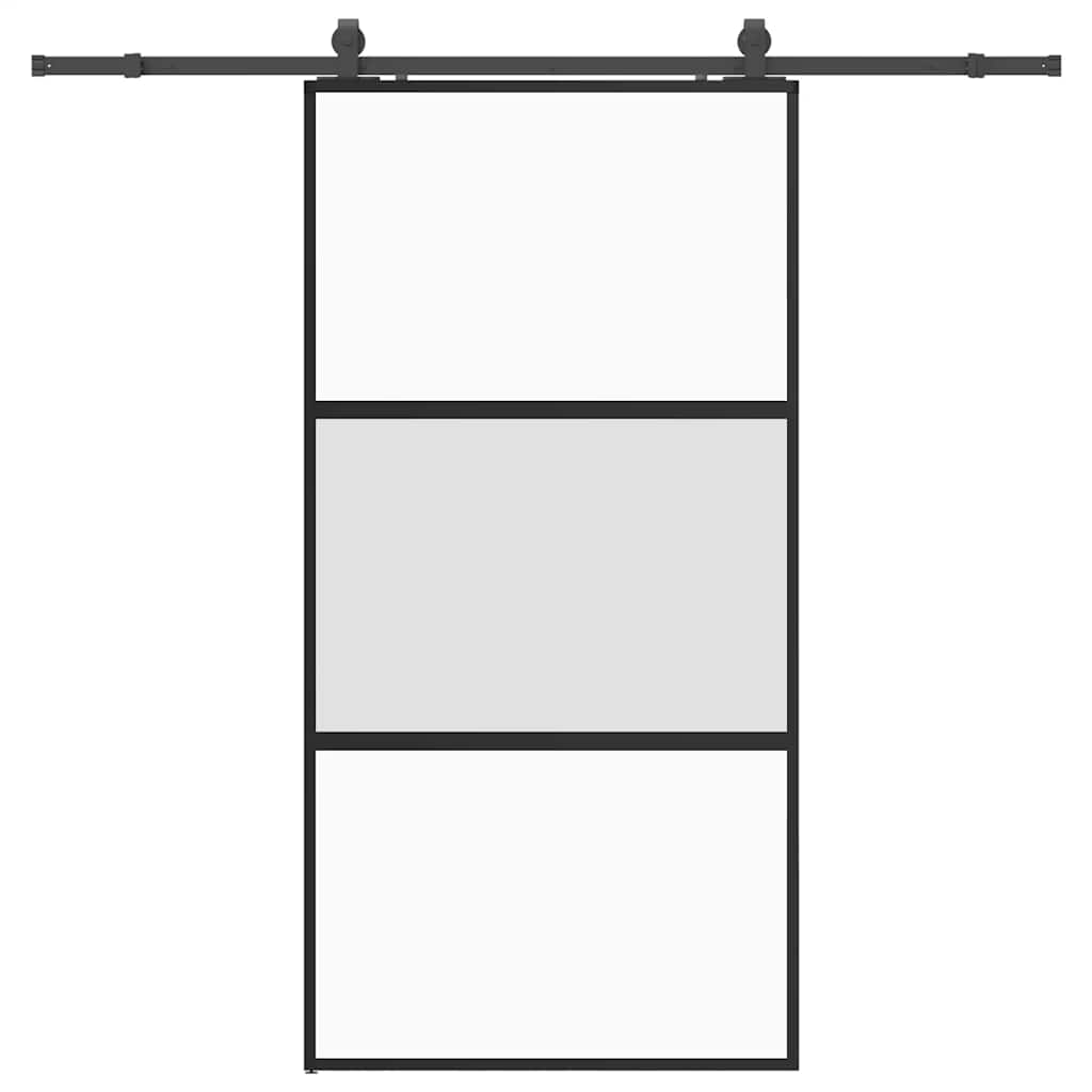 Schuifdeur met beslagset 102,5x205 cm gehard glas zwart