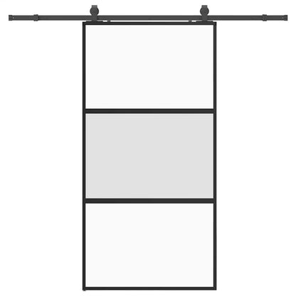 Schuifdeur met beslagset 102,5x205 cm gehard glas zwart