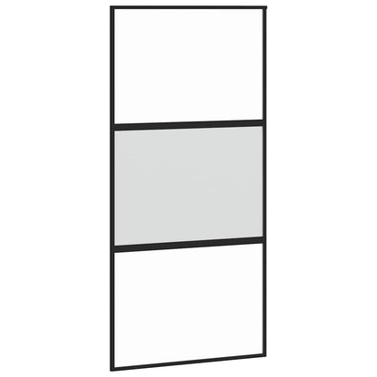 Schuifdeur met beslagset 102,5x205 cm gehard glas zwart