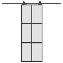 Schuifdeur met beslagset 76x205 cm gehard glas zwart