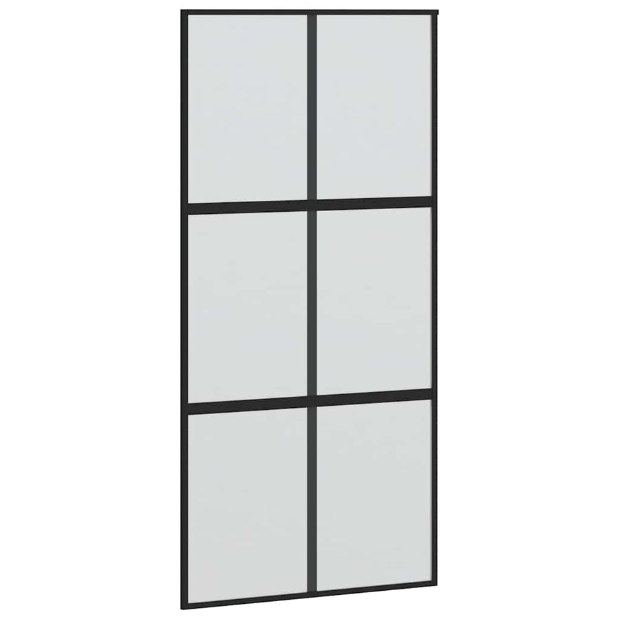 Schuifdeur met beslagset 102,5x205 cm gehard glas zwart