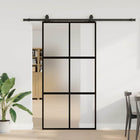 Schuifdeur met beslagset 102,5x205 cm glas zwart