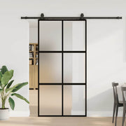 Schuifdeur met beslagset 102,5x205 cm glas zwart
