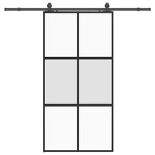 Schuifdeur met beslagset 102,5x205 cm gehard glas zwart