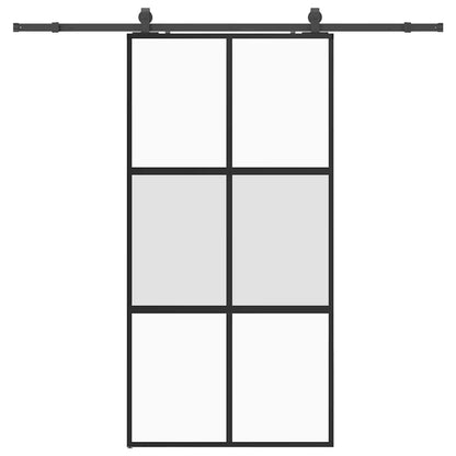 Schuifdeur met beslagset 102,5x205 cm gehard glas zwart