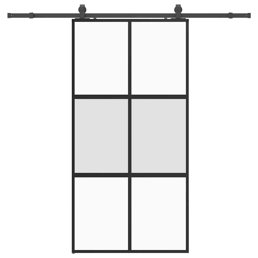 Schuifdeur met beslagset 102,5x205 cm gehard glas zwart