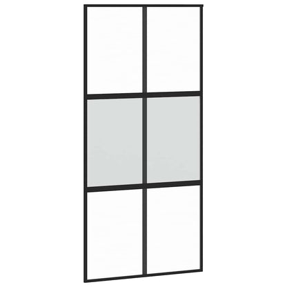 Schuifdeur met beslagset 102,5x205 cm gehard glas zwart