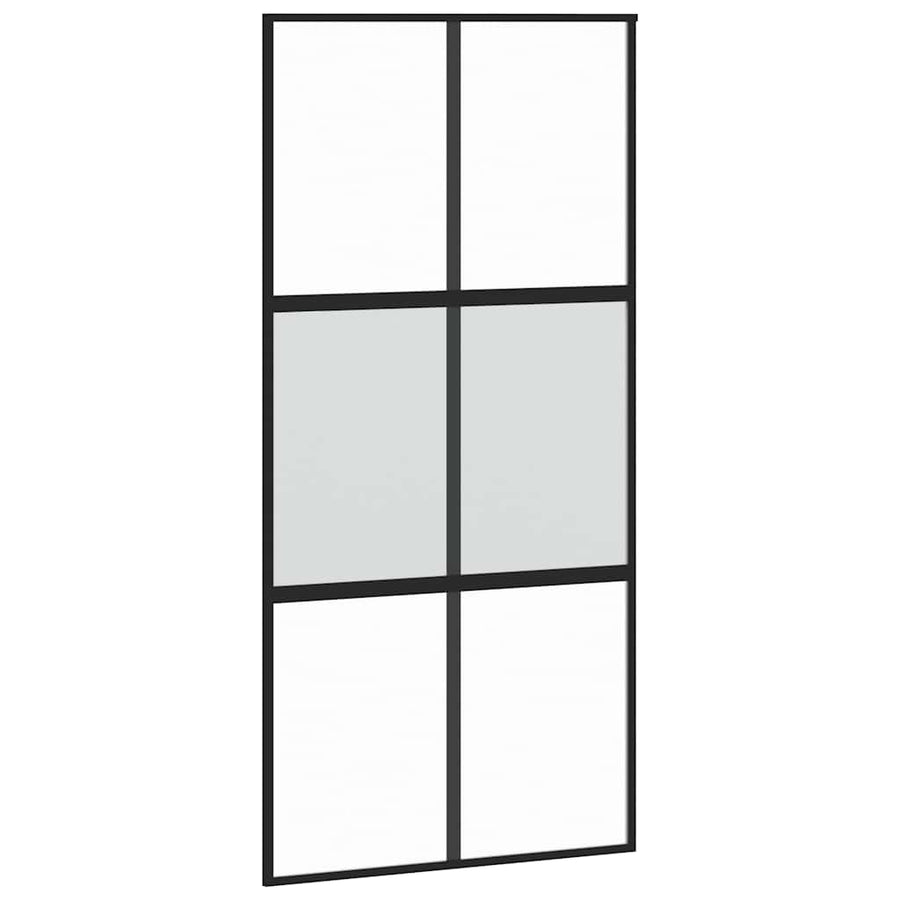 Schuifdeur met beslagset 102,5x205 cm gehard glas zwart